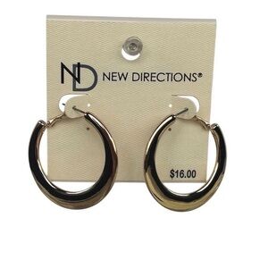 New Directions Gold Tone Hoop Earrings 1.5” Classic Click Closure
